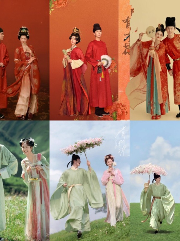 Photography Online - ชุดคู่รักสไตล์จีนโบราณ Erbosi สำหรับถ่ายภาพธีมหวานน่ารัก ชุดฮันฝูแบบดั้งเดิมสำหรับวัยรุ่น จำหน่ายออนไลน์