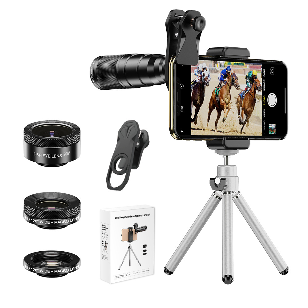 Photography High Angle - เลนส์เทเลโฟโต้มาโครฟิชอายมุมกว้างแบบ 4-in-1 ความละเอียดสูง 22x ชุดเลนส์เทเลโฟโต้สำหรับถ่ายภาพระดับมืออาชีพ