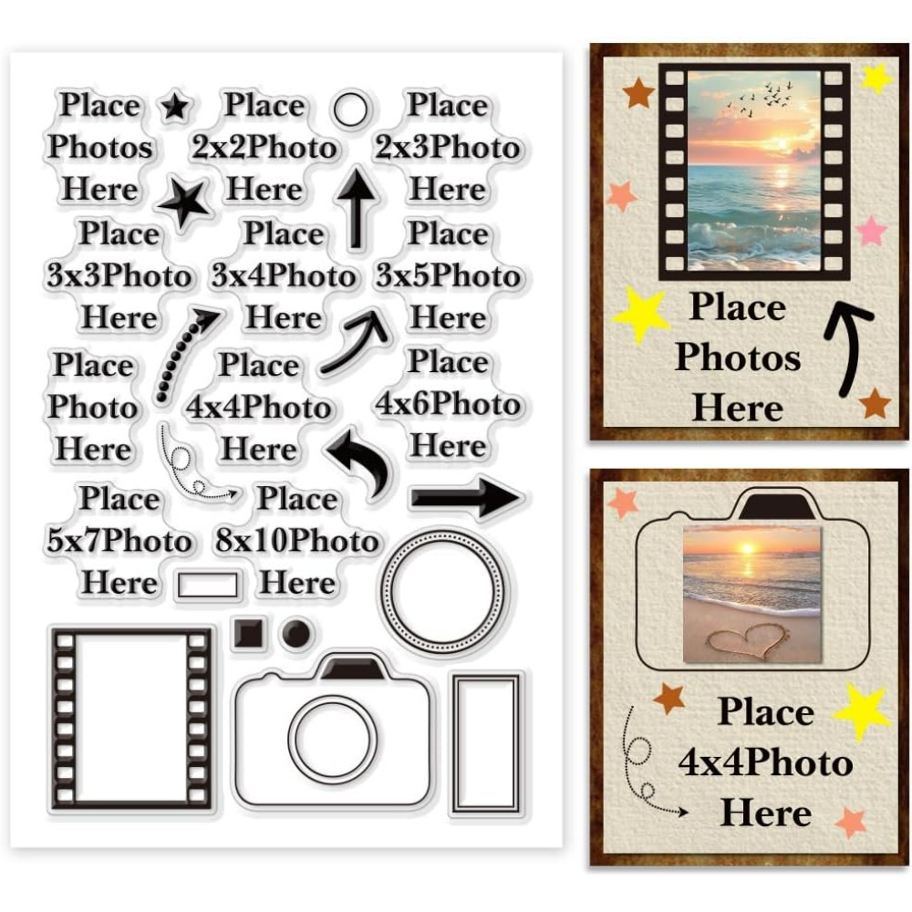 Photography Definition - วางภาพที่นี่ ล้างแสตมป์ ลูกศร กล้องซิลิโคน กรอบรูปยาง ซีลขนาดรูปภาพโปร่งใส
