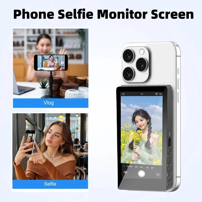 Photography With Mobile - หน้าจอไร้สายสำหรับกล้องมองหลัง สมาร์ทโฟน หน้าจอแม่เหล็กสำหรับถ่ายเซลฟี่ ใช้สำหรับวิดีโอบล็อก ไลฟ์สตรีม บันทึกวิดีโอ