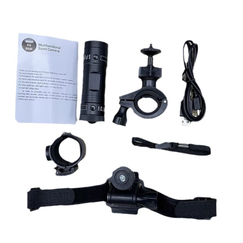 Photography High Angle - F9/1080P กล้องกีฬาความละเอียดสูงกันน้ำ มุมกว้าง สำหรับติดหมวกจักรยาน กล้องขี่จักรยาน ถ่ายภาพทางอากาศ