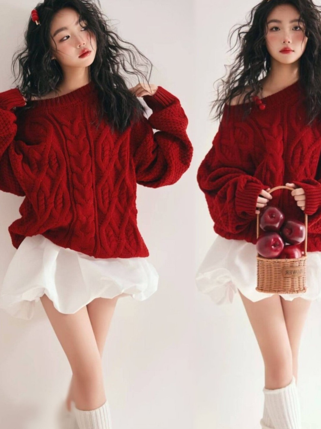 เสื้อสเวตเตอร์สีแดง สาวน้อย สต - Photography Online บทวิจารณ์และราคา