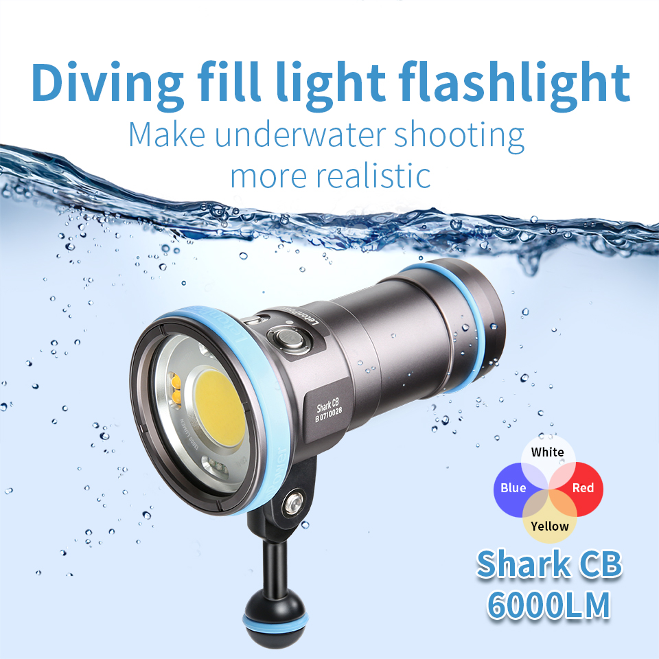 ไฟฉายดำน้ำ Shark CB 6000 ลูเมน - Photography High Angle บทวิจารณ์และราคา
